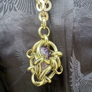Johnny Was Gold and Purple Ornate Necklace
